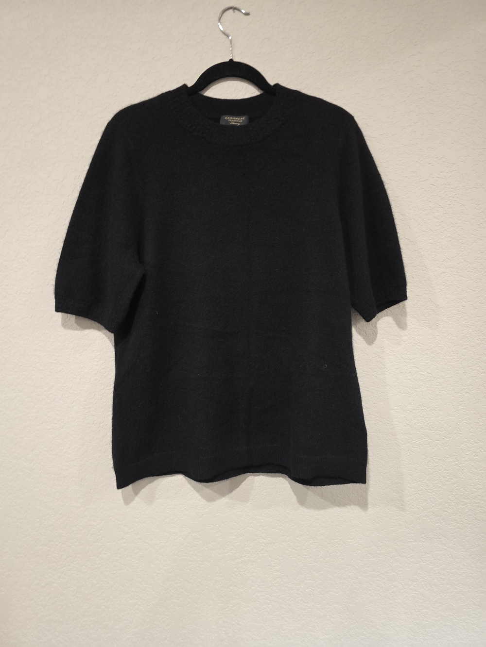 Charter Club Luxury Cashmere Black Short-Sleeve Knit Sweater